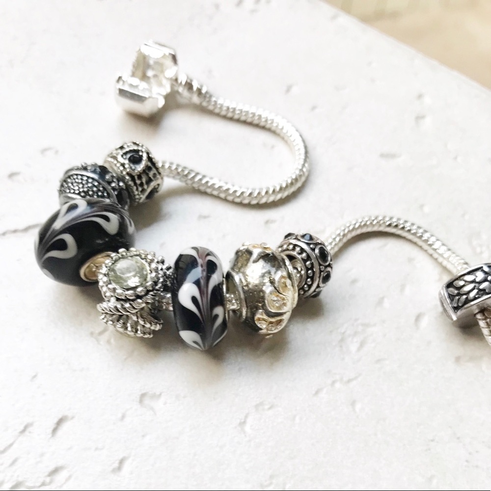 Black and white charm bracelet